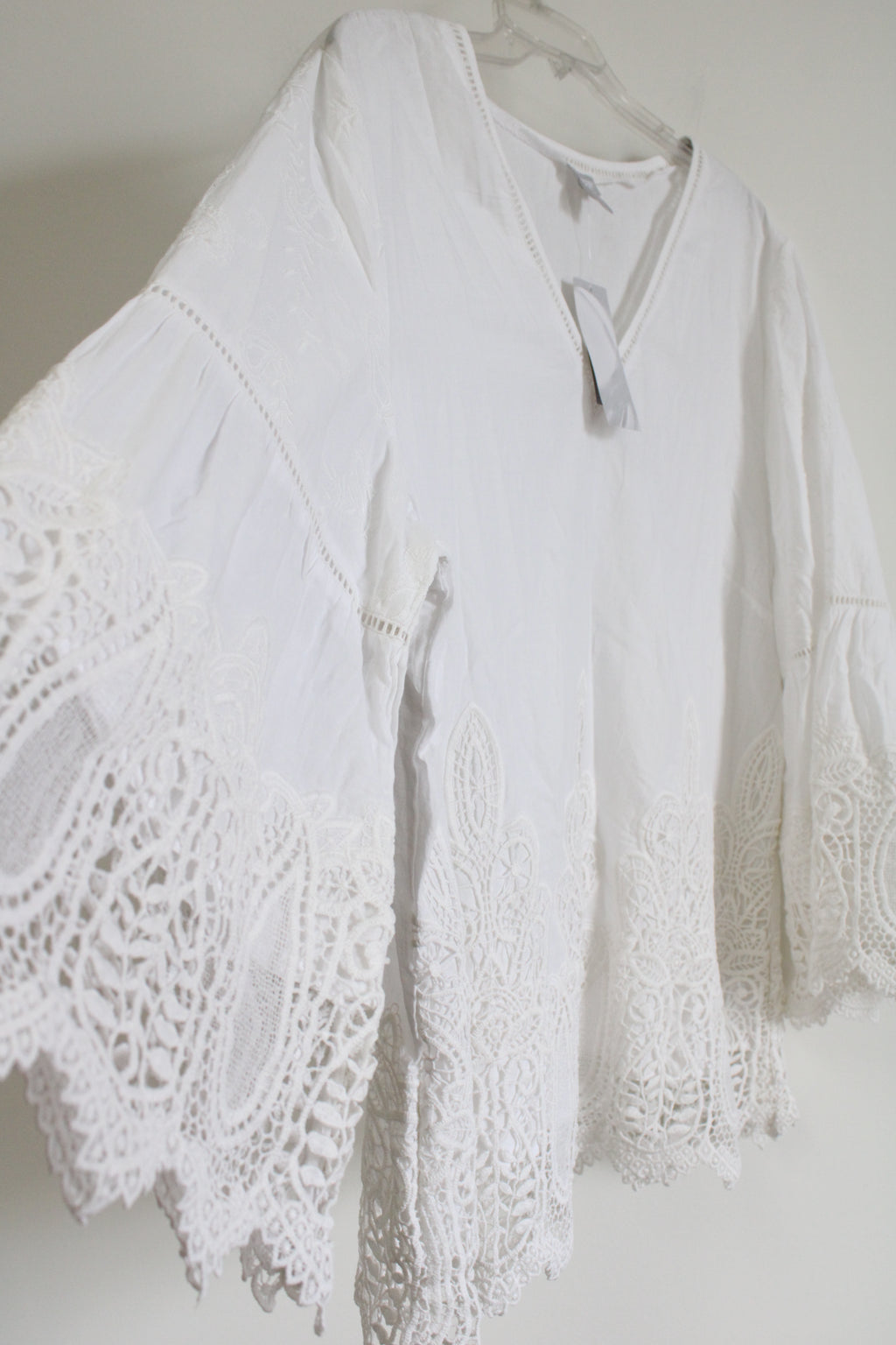 NEW Chico's White Cotton Flare Sleeve Top | 4 (20/22)