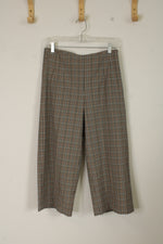 Loft Brown and Blue Plaid Wide leg Capris | 6P