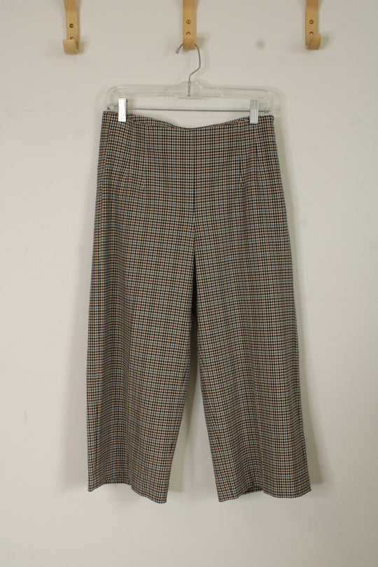 Loft Brown and Blue Plaid Wide leg Capris | 6P