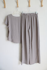 Kali Fashions Gray Lightweight Flowy Top & Pants Set | M