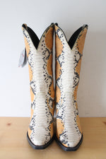 NEW Twisted X Boots Orange Snakeskin Heeled Cowgirl Boots | Size 7 1/2