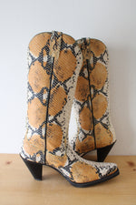 NEW Twisted X Boots Orange Snakeskin Heeled Cowgirl Boots | Size 7 1/2