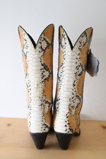 NEW Twisted X Boots Orange Snakeskin Heeled Cowgirl Boots | Size 7 1/2