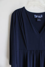 Susan Graver Navy 3/4 Sleeve Dress | L