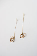 14K Gold Double Hoop Dangle Earrings