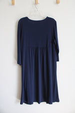 Susan Graver Navy 3/4 Sleeve Dress | L