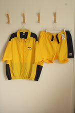 NEW Majestic Yellow and Navy Front Zipper Short Sleeve Jacket and Short Set | 3XL