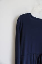 Susan Graver Navy 3/4 Sleeve Dress | L