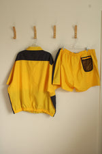 NEW Majestic Yellow and Navy Front Zipper Short Sleeve Jacket and Short Set | 3XL