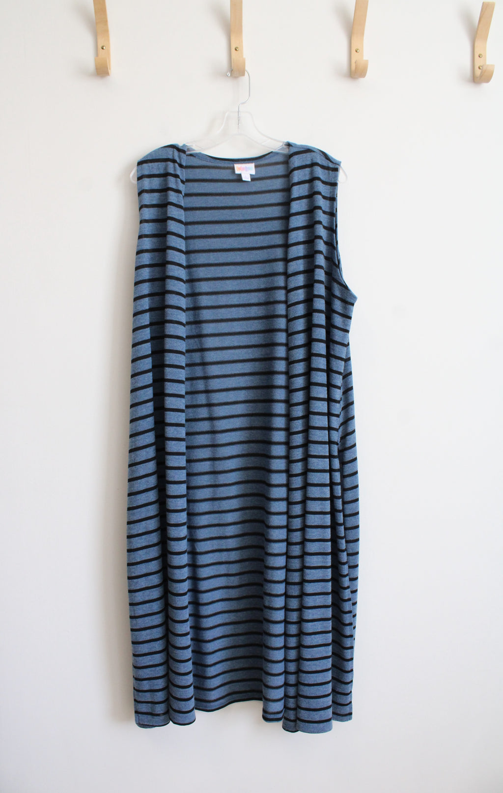 LuLaRoe Sleeveless Blue Striped Cardigan | L