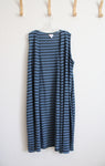 LuLaRoe Sleeveless Blue Striped Cardigan | L
