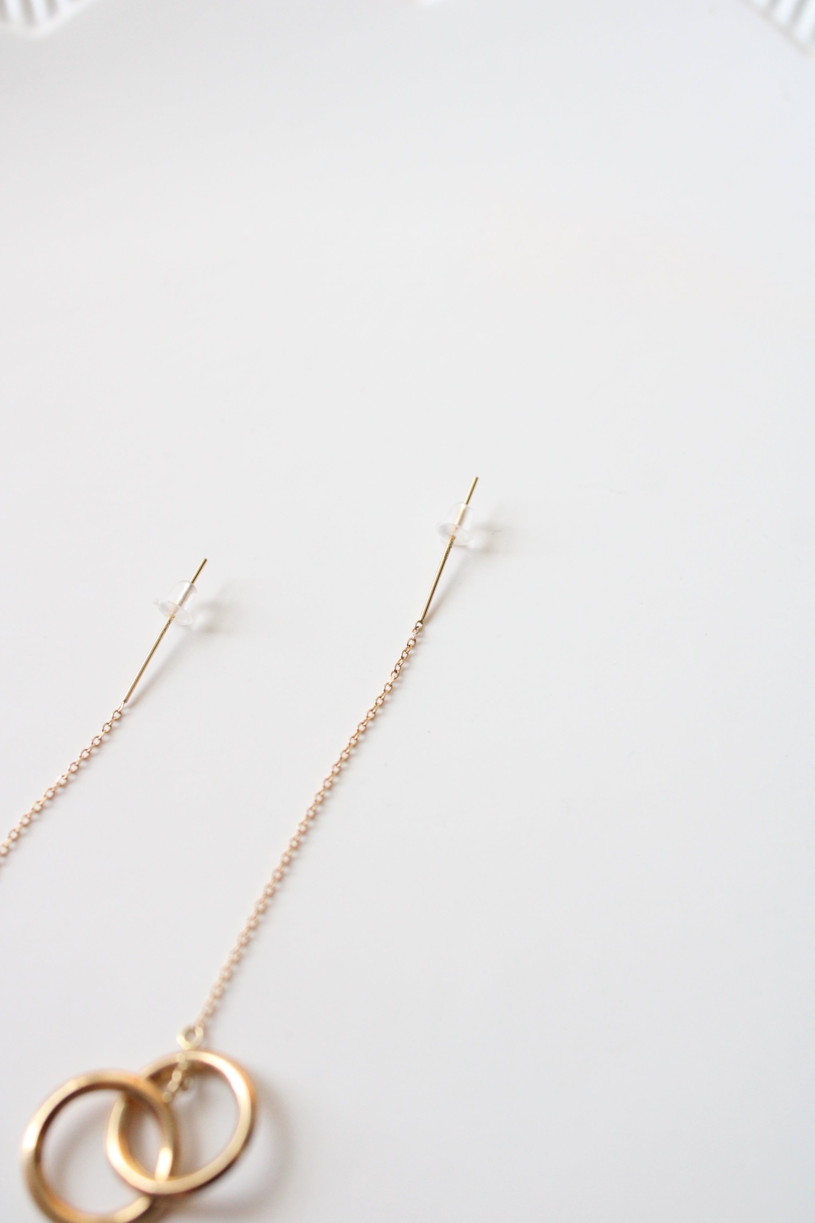 14K Gold Double Hoop Dangle Earrings