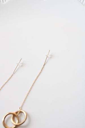 14K Gold Double Hoop Dangle Earrings