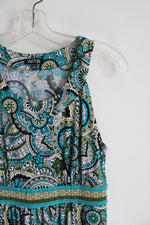 Apt. 9 Blue Green Black & White Paisley Print Dress | S Petite