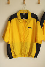 NEW Majestic Yellow and Navy Front Zipper Short Sleeve Jacket and Short Set | 3XL