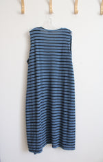 LuLaRoe Sleeveless Blue Striped Cardigan | L