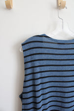 LuLaRoe Sleeveless Blue Striped Cardigan | L
