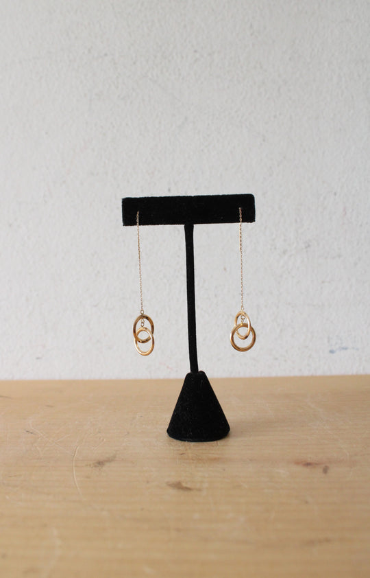 14K Gold Double Hoop Dangle Earrings