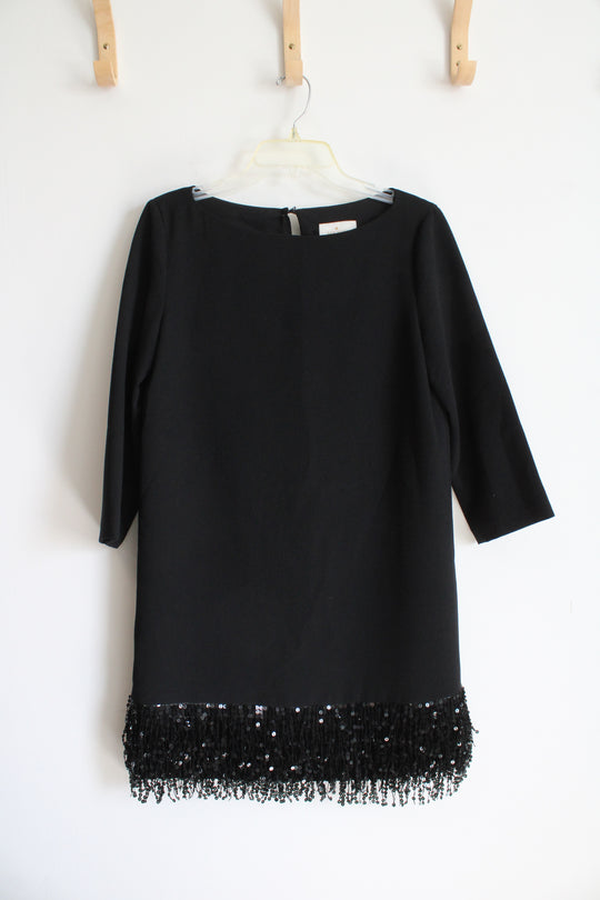 Kate Spade Black Sequined Fringe Dress | 6