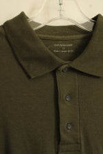Croft & Barrow Dark Green Long Sleeve Quarter Button Collared Shirt | L-T
