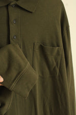 Croft & Barrow Dark Green Long Sleeve Quarter Button Collared Shirt | L-T