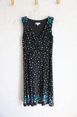 Dressbarn Black & Blue Dotted V-Neck Dress | 12