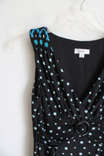Dressbarn Black & Blue Dotted V-Neck Dress | 12