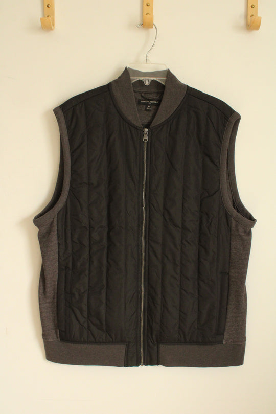 Banana Republic Gray Knit and Black Puffer Vest | XL