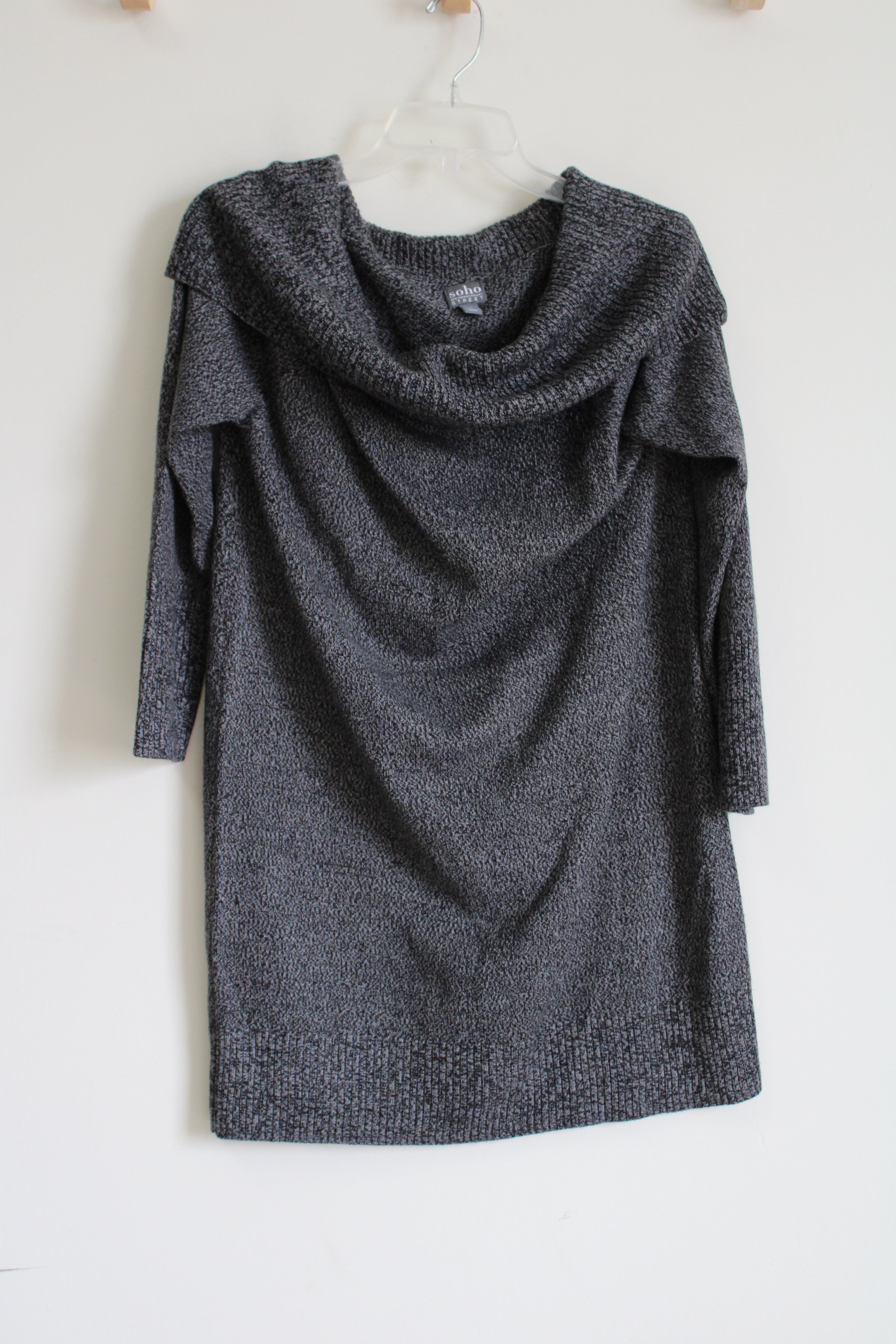 Soho Street New York & Co. Gray Knit Cowl Neck Sweater Dress | L