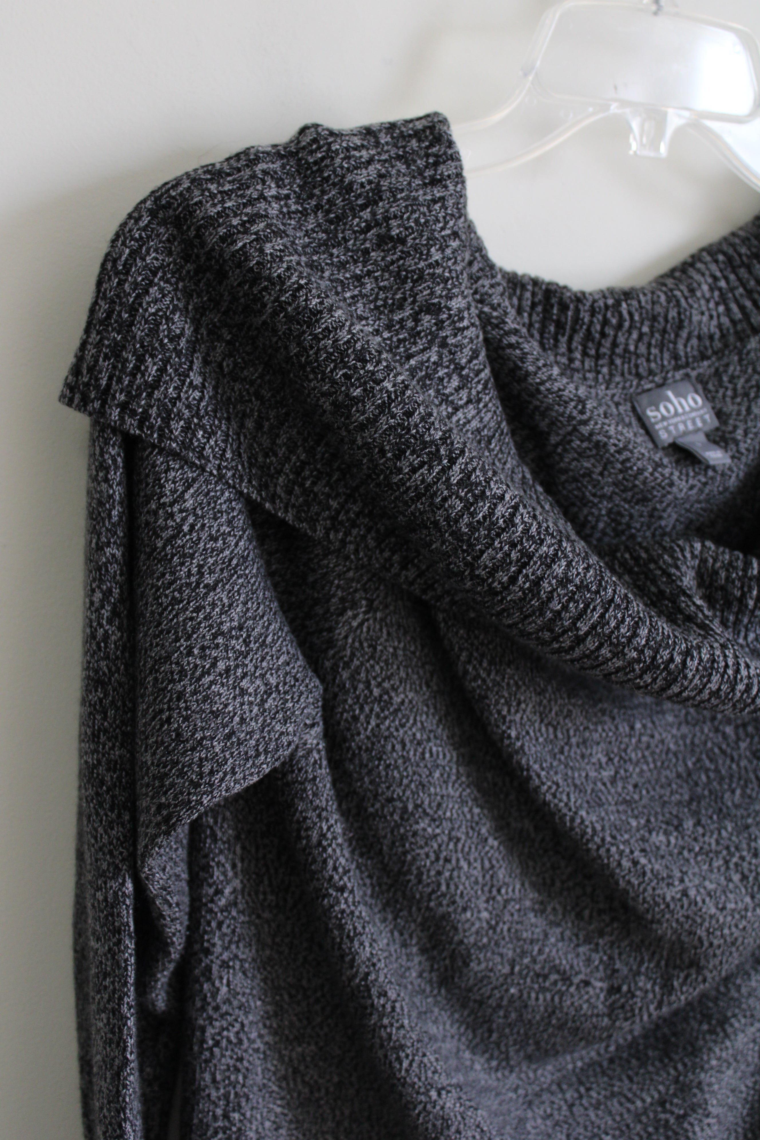 Soho Street New York & Co. Gray Knit Cowl Neck Sweater Dress | L
