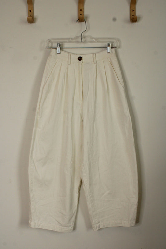 Laude The Label White Organic Cotton Wide Leg Pleated Pants | XS