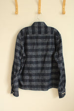 Ledbury Navy Blue Striped Super Soft Button Down Shirt | 16.5