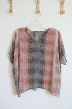 Cabi Brown Red & White Patterned Sheer Top | S