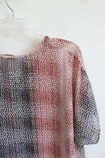 Cabi Brown Red & White Patterned Sheer Top | S