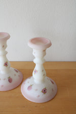 Fenton Berries & Blossoms Satin Candlesticks | 6"