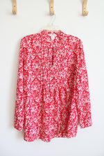 Travel Smith Red & White Patterned Long Sleeved Top | L