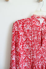 Travel Smith Red & White Patterned Long Sleeved Top | L