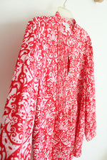 Travel Smith Red & White Patterned Long Sleeved Top | L