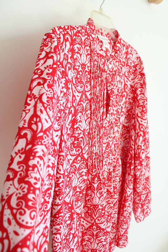 Travel Smith Red & White Patterned Long Sleeved Top | L