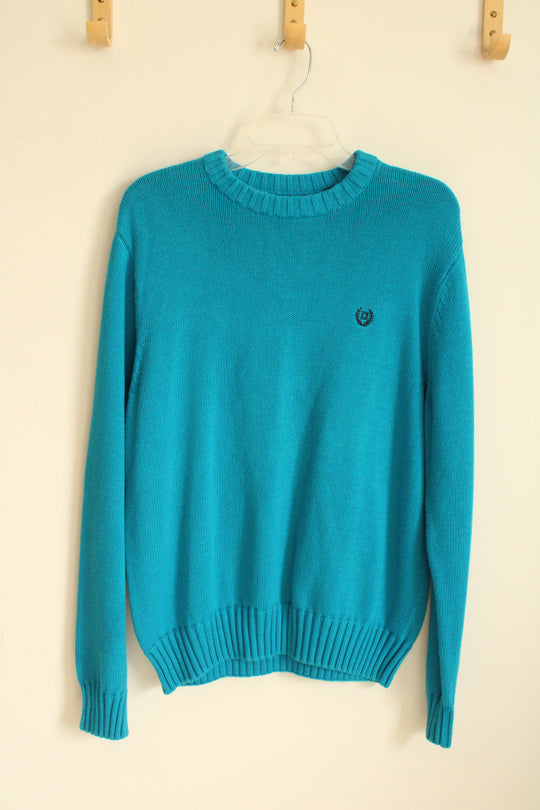 Chap's Bright Turquoise Knitted LS Crew Neck Sweater | L