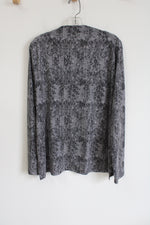 Tahari Gray Lace Print Zip Up Top | XL