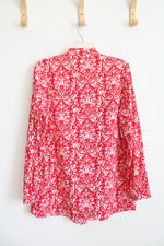 Travel Smith Red & White Patterned Long Sleeved Top | L