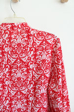 Travel Smith Red & White Patterned Long Sleeved Top | L