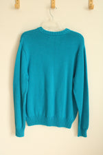 Chap's Bright Turquoise Knitted LS Crew Neck Sweater | L