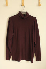 Croft &Barrow Dark Maroon Cotton LS Turtleneck Top | S