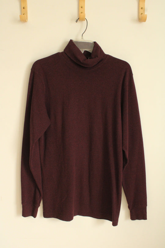 Croft &Barrow Dark Maroon Cotton LS Turtleneck Top | S