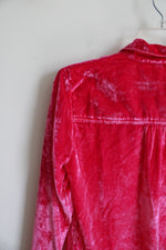 NEW Anthropologie Pilcro Hot Pink Velvet Button Down Top | 0
