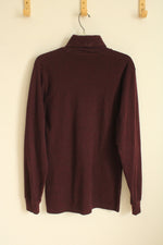Croft &Barrow Dark Maroon Cotton LS Turtleneck Top | S