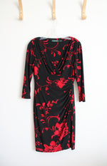 Ralph Lauren Black & Red Floral Ruched Dress | 4