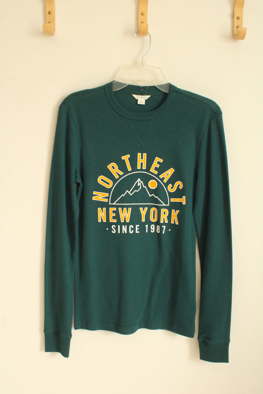 Aeropostale Green and Yellow Northeast New York Thermal Shirt | XS